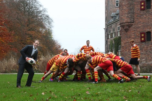 Bart Berkhout and a rugby team