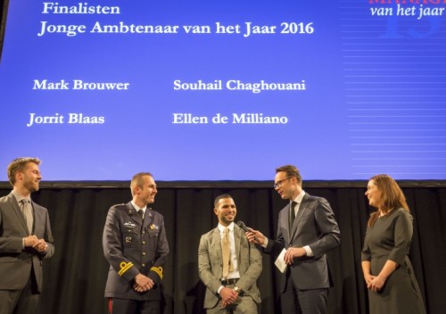 Mark Brouwer, Souhail Chaghouani, Jorrit Blaas en Ellen de Milliano finalisten Jonge Ambtenaar 2016