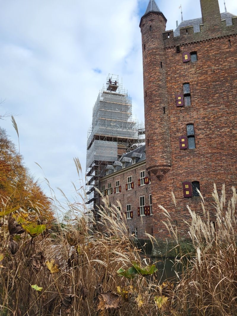 Side view of the scaffolding on the bell tower